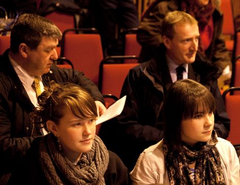 Nicole Moaut (front right) at the recent MCA consultation meeting in Lerwick, with the old guard in the background