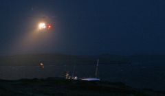 .The crew of the Quiet Waters being winched off the vessel on Sunday morning - Photo: Elaine Tait