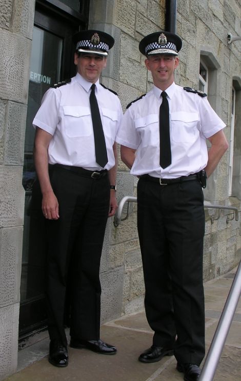 Shetland area commander chief inspector David Bushell with new Northern Constabulary chief constable George Graham - Photo: Hans J Marter, Shetland News