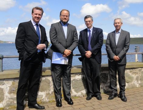 HIE visit (from left to right): chief executuve Alex Paterson, board member Steve Thomson, Shetland area manager Stuart Robertson and chairman Willie Roe.