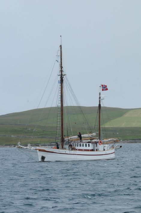 Auno is the first tall ship to arrive at Lerwick harbour.