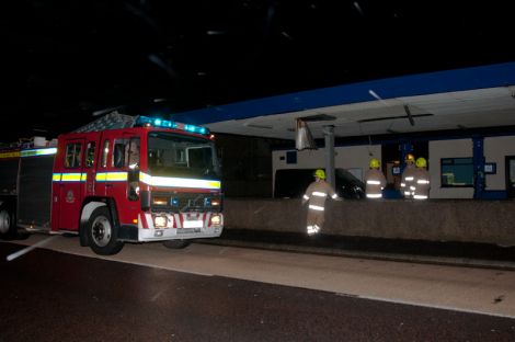 Fighters fighters attending Sound petrol station, early on Friday morning - Photo: Austin Taylor