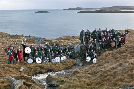 The outstandingly turned out Jarl squad pose on the coast. Pic. Ivan Hawick.