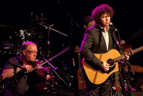 Local fiddle hero Aly Bain with Declan O'Rourke.