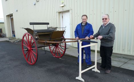 The restored gig with proud workmen Sonny Morrison and Erik Erasmuson.