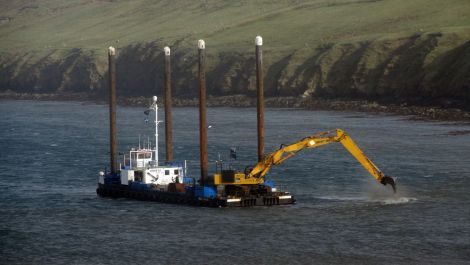 Preparation work for the exporting pipeline is ongoing in Firth Voe.