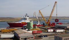 The ROV support vessel, Fugro Symphony, at the port’s new quay at Greenhead, loading reels for a major subsea project in the North Sea - Photo: LPA