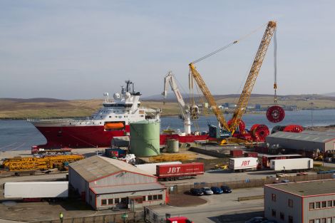 The ROV support vessel, Fugro Symphony, at the port’s new quay at Greenhead, loading reels for a major subsea project in the North Sea - Photo: LPA