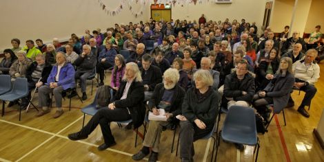 More than 170 islanders attending Tuesday night's Sustainable Shetland meeting - Photo: Ivan Hawick