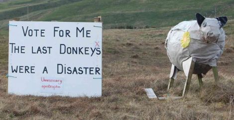 Folk in Northmavine encouraged people to vote for change with this piece of community art. Pic. Shetland News