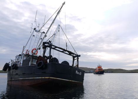 The Marea B aground on Linga - Photo: RNLI