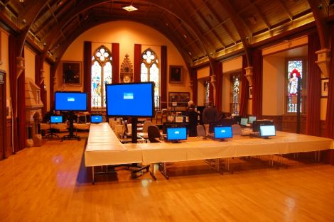 Lerwick Town Hall at 8am on election count day