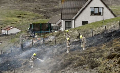 Fire crews used a hose reel jet and beaters to extinguish the blaze. Pic. P van Mill