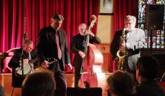 The Nova Scotia Jazz Band at Lerwick Town Hall. From left: Donald Findlay, Mike Daly, Ken MacDonald and John Burgess. Pic. Chris Brown