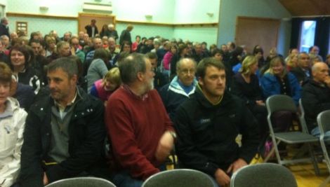 The Aith community came out in force on Monday night to oppose closing its junior high. Pic. BBC Radio Shetland