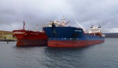 The weekend's ship to ship transfer at Sullom Voe. Pic. John Bateson