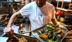 River Cafe head chef Joseph Trivelli cooks up a storm with Mainland's mutton at Helen Nisbet's Shetland Night in London. Pic. Shetland Night in London (c) Joe Plommer