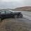 This car was badly damaged when it came off an icy stretch of road north of Voxter on the B9076 near Brae on Friday morning. Pic. Ivan Hawick