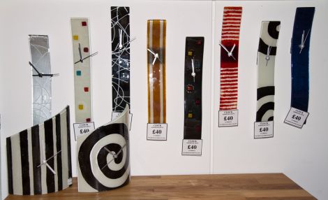 There's a range of fun and funky recycled glass clocks at Irvine Interiors.