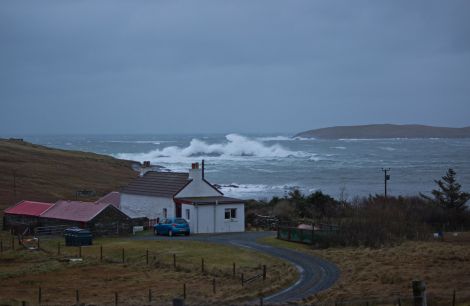 Charlie Inkster's picture from Otterswick, yell, shows how big some of the waves were on Saturday.