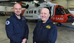 Winchman paramedic Marcus Wigfull and (right) winch operator paramedic Friedie Manson who delivered the baby onboard the coastguard helicopter Romeo Charlie - Photo: Malcolm Younger/Millgaet Media