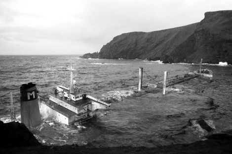 The Braer came to rest at Garths Ness. Photo: Malcolm Younger/Millgaet Media