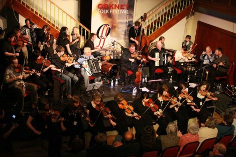 The Orkney Gathering at the premier concert at Orkney's folk festival in 2011