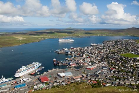 Cruise liners visiting Lerwick last September. Photo LPA/John Coutts