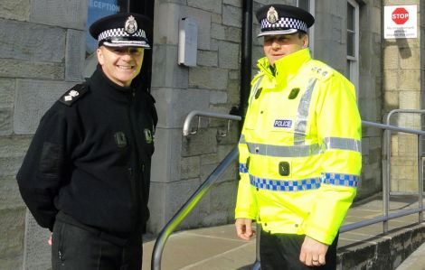 Chief superintendent Julian Innes (left) and Shetland area commander Angus MacInnes - Photo: ShetNews