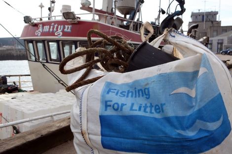 Peterhead fishing boat Amity II landing litter in her home port. Photo Karen Murray