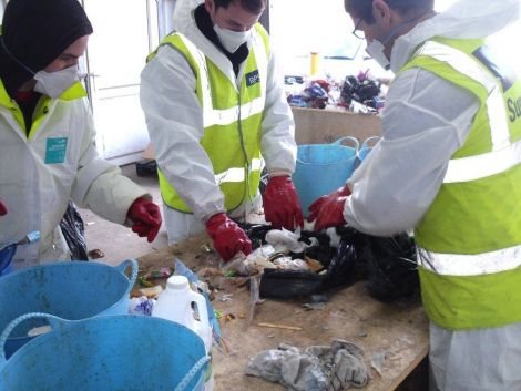 Last month government auditors came up to inspect the contents of Shetland's household waste after concerns about levels of recycling in the isles. Photo: SIC