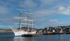 Statsraad Lehmkuhl during her brief visit to Lerwick on Friday. Photo Austin Taylor