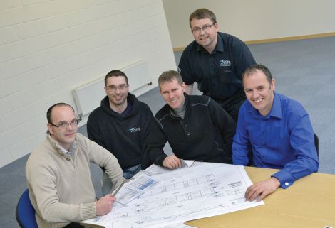 The Ocean Kinetics team behind the expansion (from left to right): project engineer Mike Boyes; quality, health, safety and environment inspector David Georgeson; lead inspector Graeme Georgeson, engineer manager Andrew Fullerton,  and managing director John Henderson – Photo: Malcolm Younger/ Millgaet Media.