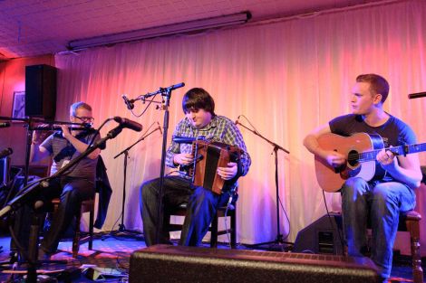 Paddy Callaghan (centre) with Adam Brown and Danny Boyle. Photo Olivia Abbott