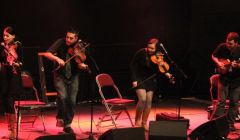 Cape Breton fiddle maestros Coig set the Clickimin alight with their fiery music. Photo Davie Gardner