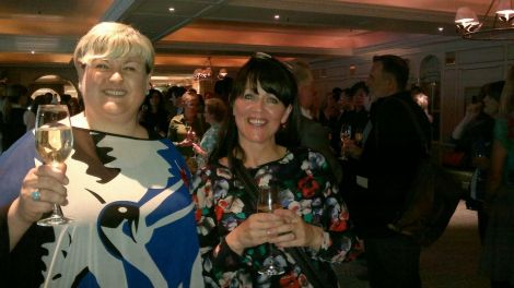 Enjoying a glass of bubbly - Eunice Henderson and Jane Moncrieff at the awards ceremony on Tuesday night.