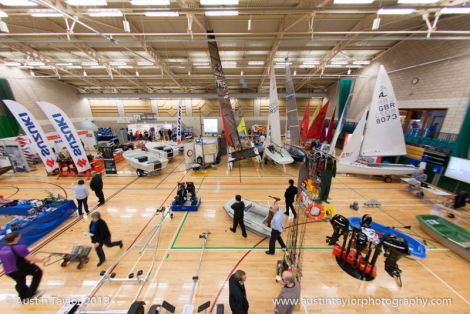 A wide range of boats and equipment was on show in the main hall of the Clickimin Leisure Centre - Photo: Austin Taylor