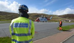 The coastguard helicopter landed the man at the Clickimin site at 2.45pm on Monday afternoon - Photo: Malcolm Younger/Millgaet Media