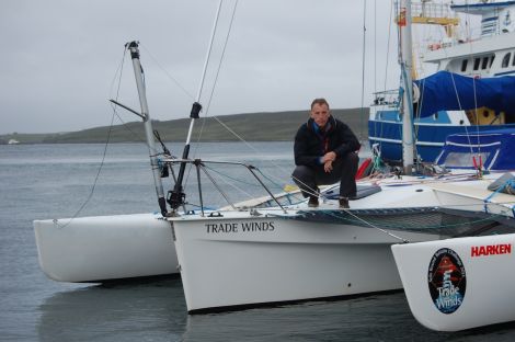 Trade Winds, with its solar panels and wind turbine, is a statement in favour of 'green yachting'. Photo ShetNews