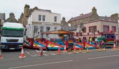 The fun fair being erected on Wednesday before it had to be taken down and shifted to Grantfield. Photo Chris Brown