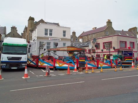 The fun fair being erected on Wednesday before it had to be taken down and shifted to Grantfield. Photo Chris Brown