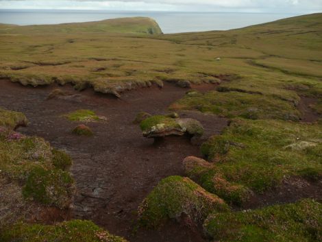 Eroded peatland at Kirkabister, Bressay. Photo RI Jones