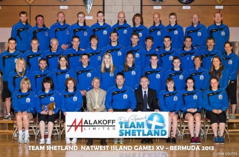 This year's Shetland team competing in the 2013 NatWest Island Games. Photo John Coutts