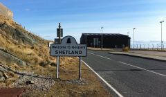 Shetland Geopark's welcome sign at Sumburgh Photo Shetland Amenity Trust