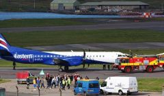 Ronnie Robertson's photo captured the scene after the Eastern Airways flight had landed safely.