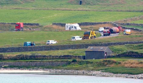 The concrete mixer arctic unit blocking one lane of the A970 earlier on Friday