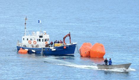 The first attempt to refloat the Prospect was abandoned on Monday afternoon - Photo: Malcolm Younger/MIllgaet Media