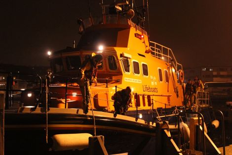 Lerwick lifeboat stood down at around midnight and arrive back at the station at 1.15 - Photo: Hans J Marter/ShetNews