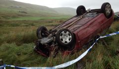 The Citroen Saxo taped off by the police. Photo ShetNews