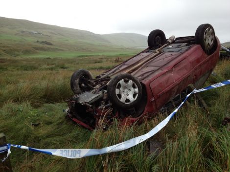 The Citroen Saxo taped off by the police. Photo ShetNews